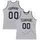 Custom Silver Gray Black-White Authentic Throwback Basketball Jersey