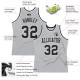 Custom Silver Gray Black-White Authentic Throwback Basketball Jersey