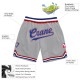 Custom Silver Gray Royal-Red Authentic Throwback Basketball Shorts