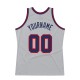 Custom Silver Gray Navy-Red Authentic Throwback Basketball Jersey