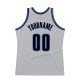 Custom Silver Gray Navy-Blue Authentic Throwback Basketball Jersey