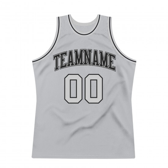 Custom Silver Gray Silver Gray-Black Authentic Throwback Basketball Jersey