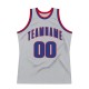 Custom Silver Gray Royal-Red Authentic Throwback Basketball Jersey