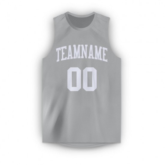 Custom Silver Gray White Round Neck Basketball Jersey