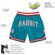 Custom Teal White-Red Authentic Throwback Basketball Shorts