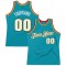 Custom Teal White-Gold Authentic Throwback Basketball Jersey