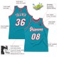 Custom Teal White-Red Authentic Throwback Basketball Jersey