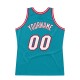 Custom Teal White-Red Authentic Throwback Basketball Jersey