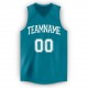 Custom Teal White V-Neck Basketball Jersey