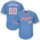 Custom Light Blue White-Red Authentic Throwback Rib-Knit Baseball Jersey Shirt