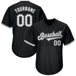 Custom Black White-Gray Authentic Throwback Rib-Knit Baseball Jersey Shirt