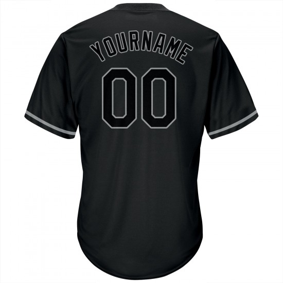 Custom Black Black-Gray Authentic Throwback Rib-Knit Baseball Jersey Shirt