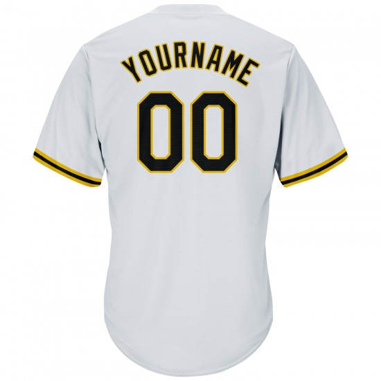 Custom White Black-Gold Authentic Throwback Rib-Knit Baseball Jersey Shirt