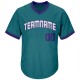 Custom Aqua Purple-White Authentic Throwback Rib-Knit Baseball Jersey Shirt