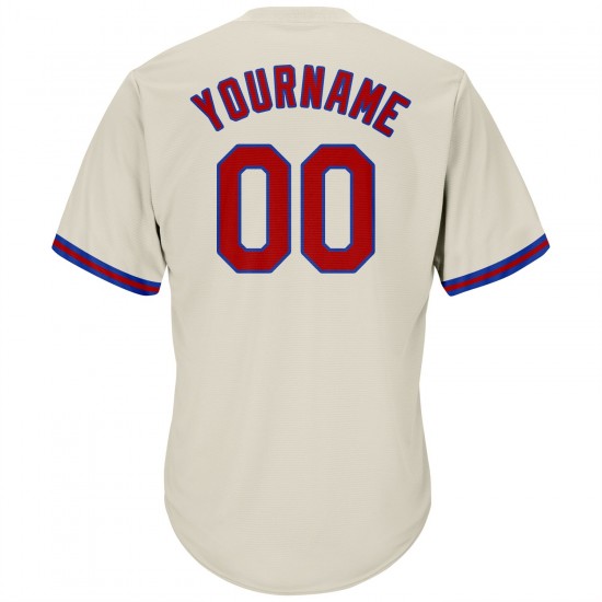 Custom Cream Red-Royal Authentic Throwback Rib-Knit Baseball Jersey Shirt