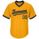 Custom Gold Hunter Green-Navy Authentic Throwback Rib-Knit Baseball Jersey Shirt