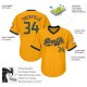 Custom Gold Hunter Green-Navy Authentic Throwback Rib-Knit Baseball Jersey Shirt