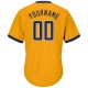 Custom Gold Navy-White Authentic Throwback Rib-Knit Baseball Jersey Shirt