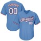 Custom Light Blue White-Red Authentic Throwback Rib-Knit Baseball Jersey Shirt