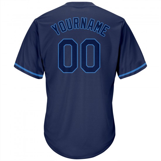 Custom Navy Navy-Powder Blue Authentic Throwback Rib-Knit Baseball Jersey Shirt