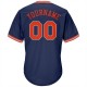 Custom Navy Orange-Gray Authentic Throwback Rib-Knit Baseball Jersey Shirt