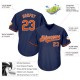 Custom Navy Orange-White Authentic Throwback Rib-Knit Baseball Jersey Shirt