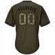 Custom Olive Camo-Black Authentic Salute To Service Throwback Rib-Knit Baseball Jersey Shirt