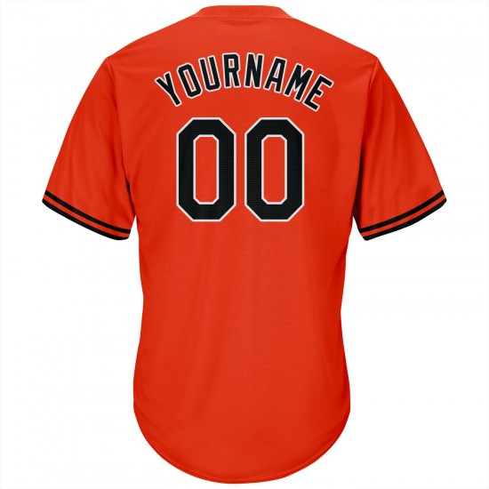 Custom Orange Black-White Authentic Throwback Rib-Knit Baseball Jersey Shirt