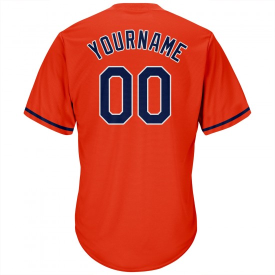 Custom Orange Navy-White Authentic Throwback Rib-Knit Baseball Jersey Shirt