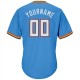 Custom Powder Blue White-Orange Authentic Throwback Rib-Knit Baseball Jersey Shirt