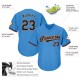 Custom Powder Blue Black-Orange Authentic Throwback Rib-Knit Baseball Jersey Shirt