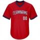 Custom Red White-Navy Authentic Throwback Rib-Knit Baseball Jersey Shirt