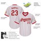 Custom White Red Strip Red-White Authentic Throwback Rib-Knit Baseball Jersey Shirt