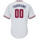 Custom White Red-Navy Authentic Throwback Rib-Knit Baseball Jersey Shirt