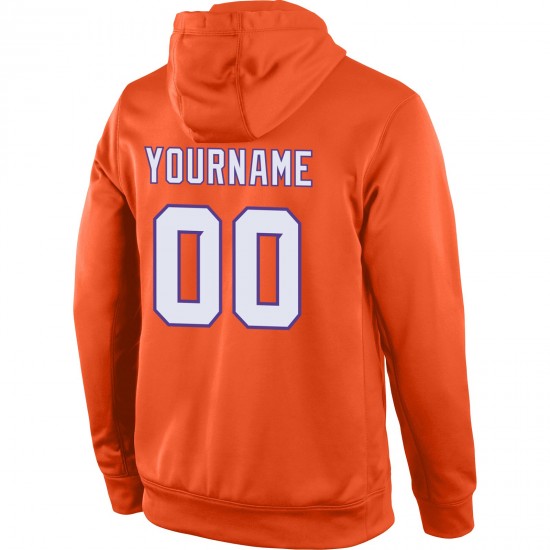 Custom Stitched Orange White-Purple Sports Pullover Sweatshirt Hoodie