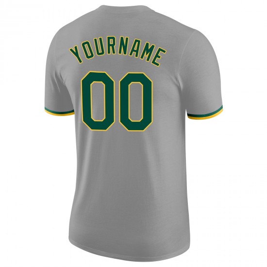 Custom Gray Green-Gold Performance T-Shirt