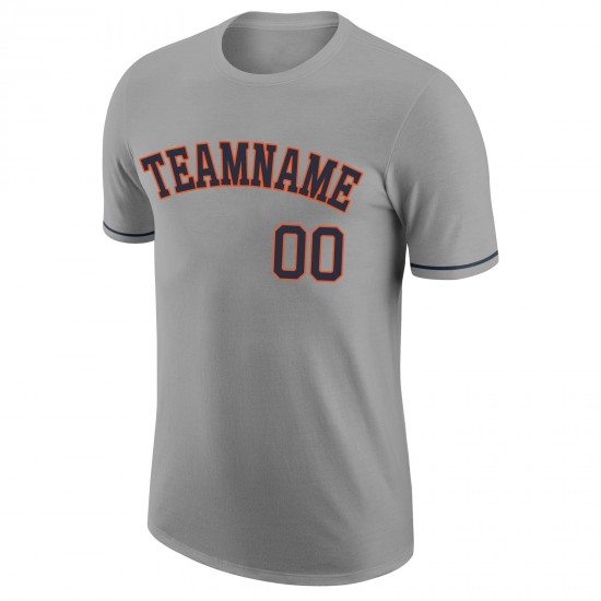 Custom Gray Navy-Orange Performance T-Shirt