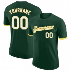 Custom Green White-Gold Performance T-Shirt