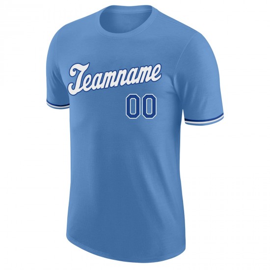 Custom Light Blue White-Royal Performance T-Shirt