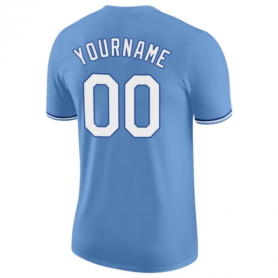 Custom Light Blue White-Royal Performance T-Shirt