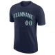 Custom Navy Gray-Aqua Performance T-Shirt