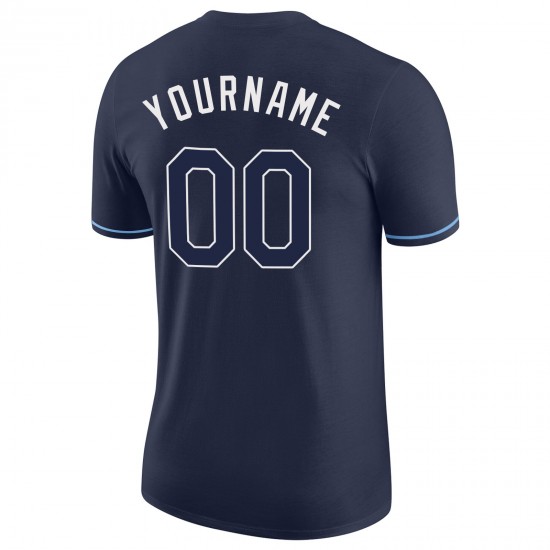 Custom Navy Navy-Powder Blue Performance T-Shirt