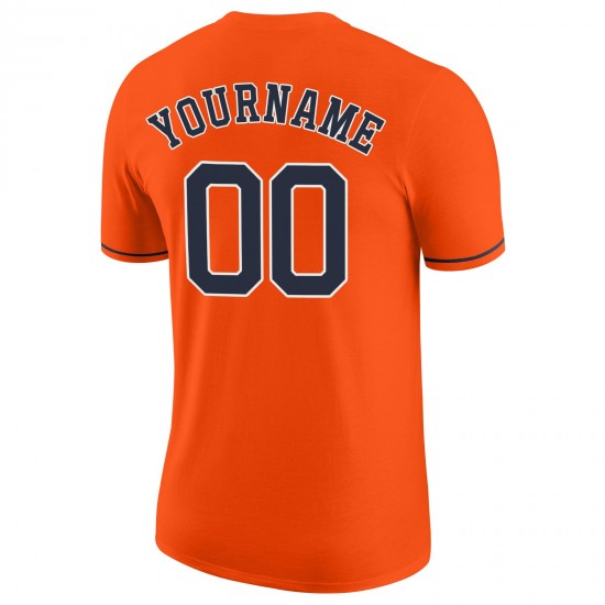 Custom Orange Navy-White Performance T-Shirt