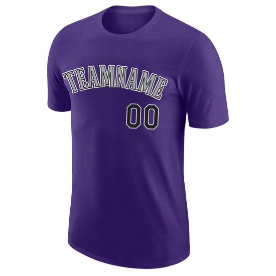 Custom Purple Black-Gray Performance T-Shirt