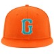 Custom Orange Aqua-White Stitched Adjustable Snapback Hat