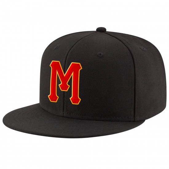 Custom Black Red-Gold Stitched Adjustable Snapback Hat