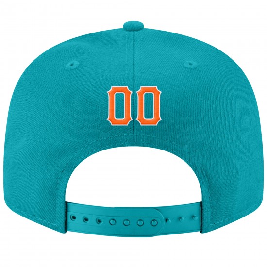 Custom Aqua Orange-White Stitched Adjustable Snapback Hat