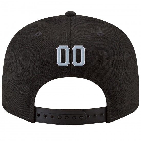 Custom Black Light Gray-White Stitched Adjustable Snapback Hat