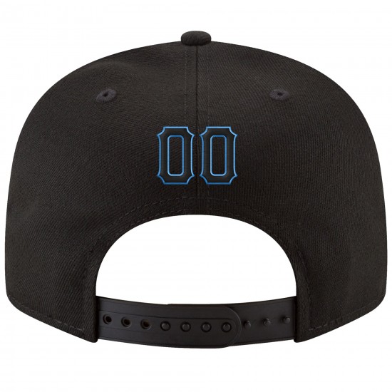 Custom Black Black-Powder Blue Stitched Adjustable Snapback Hat