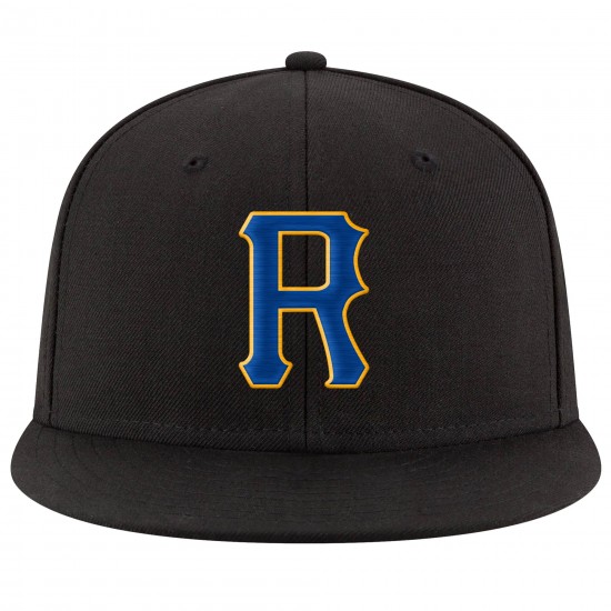 Custom Black Royal-Gold Stitched Adjustable Snapback Hat